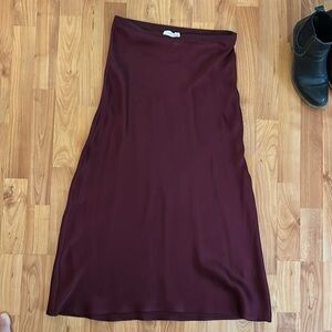 Anine Bing silk bias skirt, M, burgundy